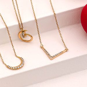 گردنبند میخ کارتیه نگینی