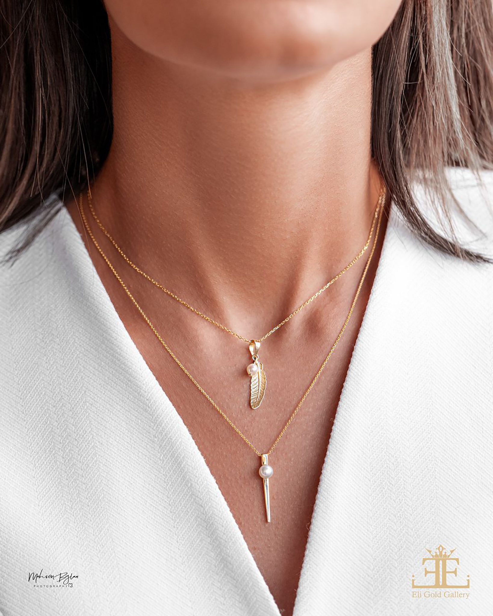 آویز پر ساده و مروارید